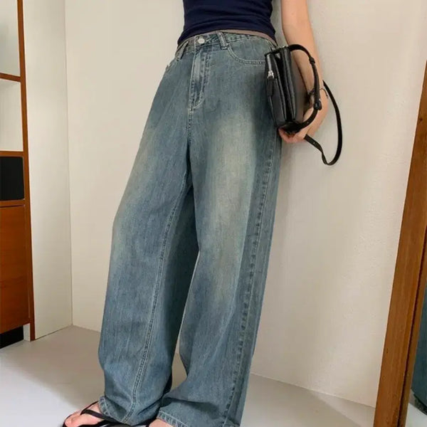 [BUNJANG] Edmore Cold Button Wide Long Denim Pants (Ash Blue, Short M) / 에드모어 MADE mje948 콜드 버튼 와이드 롱 데님팬츠 애쉬블루 숏 M 여름 썸머 빈티지 워싱 청바지