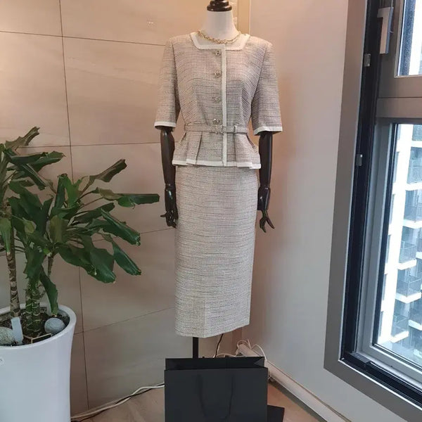 [BUNJANG] MICHAA Summer Tweed Jacket + Skirt Set (Size 55) / 미샤 MICHAA 여름 트위드 자켓+스커트 셋업 55