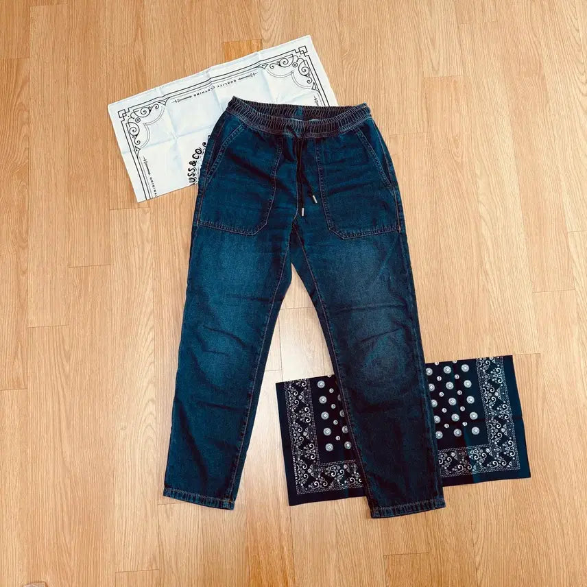 [BUNJANG] Customellow Tapered Fit Jeans / (착용샷) 커스텀멜로우 테이퍼드 진 고무줄 청바지 28