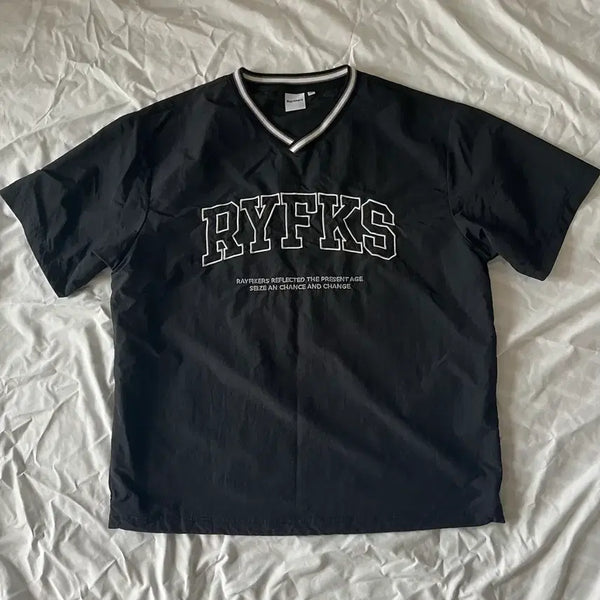 [BUNJANG] Rapikers V-Neck Nylon Short Sleeve T-Shirt / 레이피커스 브이넥 나일론 반팔 티셔츠