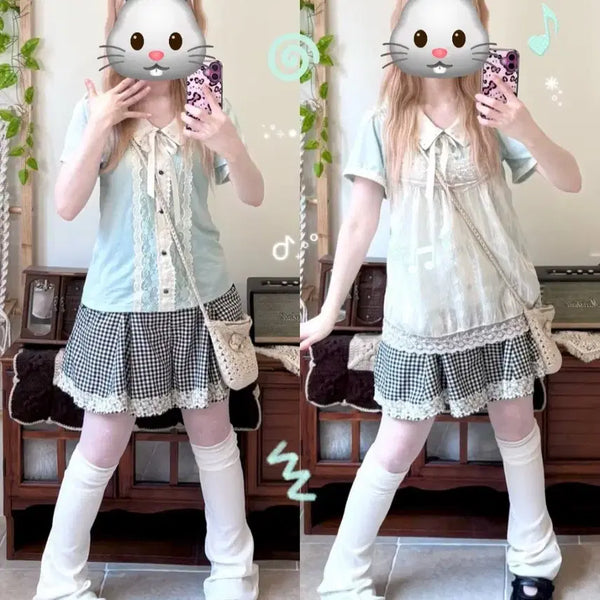 [BUNJANG] Cocomory Vintage Axisfarm Mori Girl Blouse, Evelyn Sleeveless, and Axisfarm Pants Set / 코코모리 빈티지 엑시즈팜 모리걸 세트
