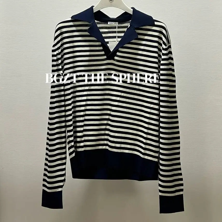 [BUNJANG] Recto 26SS Marina Summer Polo Stripe Knit Navy / 렉토 26SS 마리나 썸머 폴로 스트라이프 니트 네이비