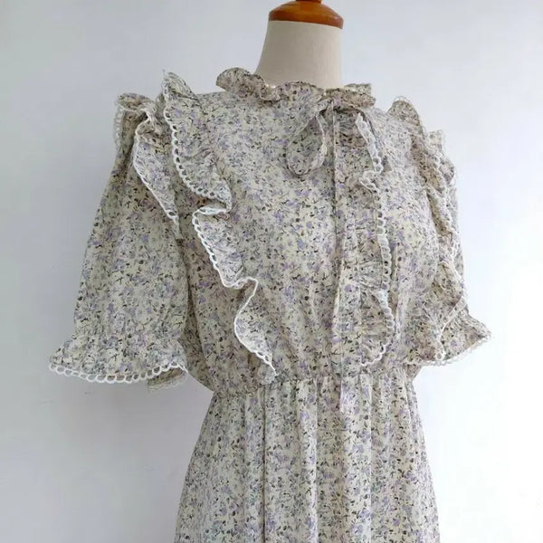 [BUNJANG] L'ECCOVE Ruffle Lace Flower Dress / L'ECCOVE 프릴 레이스 플라워 원피스 레코브