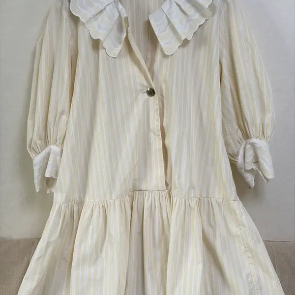[BUNJANG] Sandro Embroidered Collar Mini Dress / 산드로 자수 카라 원피스