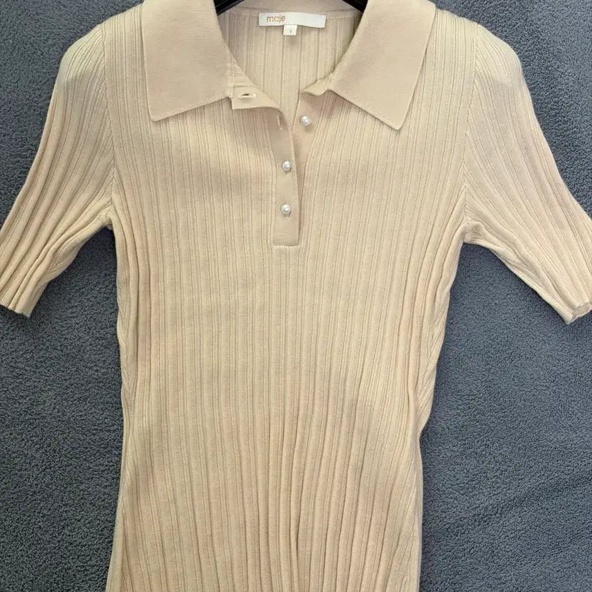 [BUNJANG] Maje Wool Collar Knit Beige / 마쥬 울소재 카라 베이지 니트