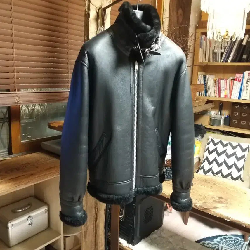 [BUNJANG] Real Lambskin Leather Bomber Jacket / B-3 리얼양가죽 항공무스탕 XL