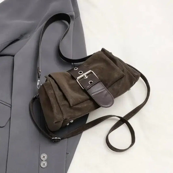[BUNJANG] Brown Suede Shoulder Bag / 브라운 스웨이드 숄더백