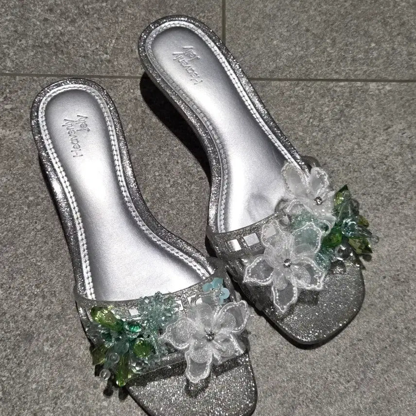 [BUNJANG] Heavenly Jelly Shoes Classic Mules Glitter Silver / 헤븐리젤리슈즈