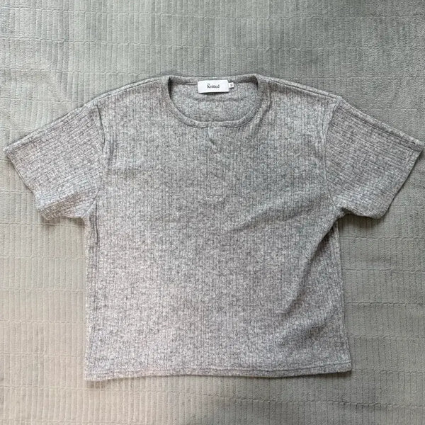 [BUNJANG] Nted Henly Neck Crop Knit T-Shirt XL / 니티드 / 헨리넥 크롭 니트 티셔츠 / XL