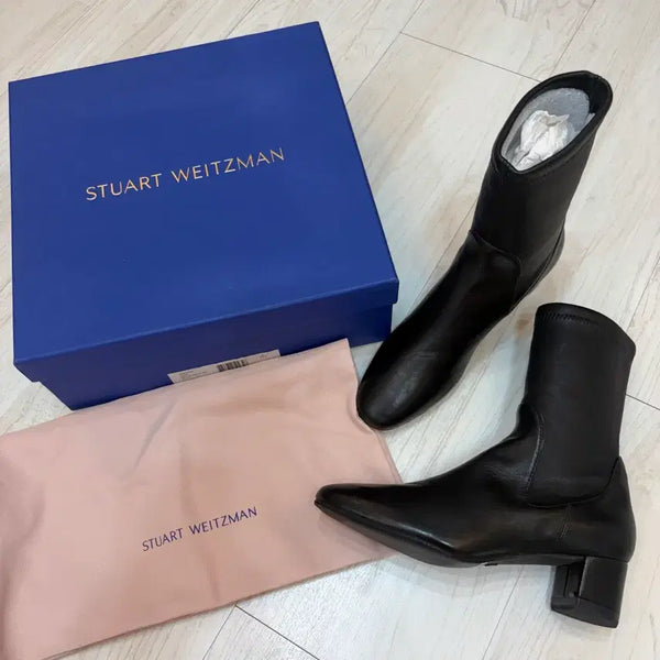 [BUNJANG] Stuart Weitzman Ernestine Leather Bootie / 스튜어트 와이츠먼 앵글 부츠 Stuart Weitzman Ernestine  Leather Bootie