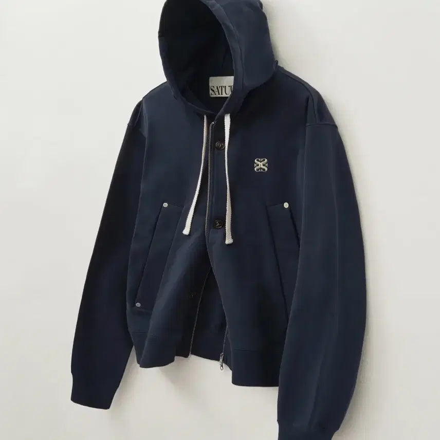 [BUNJANG] Setteo Theo Cotton All Day Hooded Zip-Up Jacket Classic Navy / 세터 테오 코튼 올 데이 후드 집업 클래식 네이비