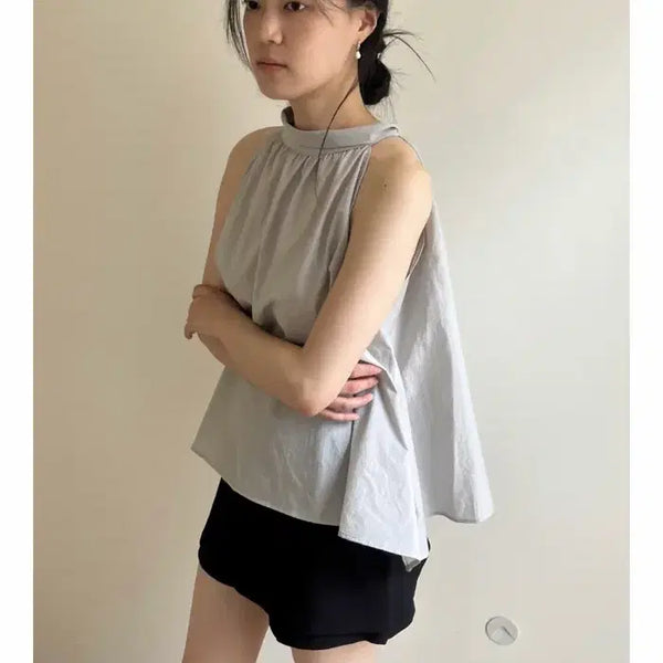 [BUNJANG] Nude Classic Lisianthus Halter Blouse / 누드클래식 리시안셔스 홀터 블라우스 뮤트