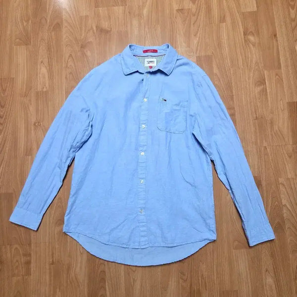 [BUNJANG] Tommy Jeans Sky Blue Linen Classic Fit Shirt (Size M) / [한섬정품] 타미진스 스카이블루 린넨 클래식핏 셔츠 (M사이즈)