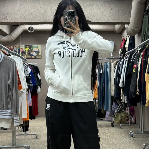 [BUNJANG] Hollister Embroidered Logo Hoodie Zip-up S178 / 홀리스터 자수로고 후드집업 S178