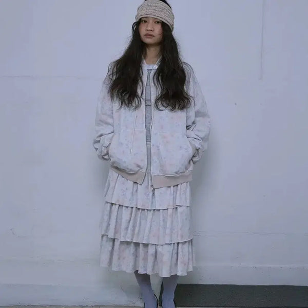 [BUNJANG] Hocus Pocus Flori Hoodie Zip-up (Light Grey) / 호쿠스포쿠스 플로리 후디 짚업_라이트 그레이