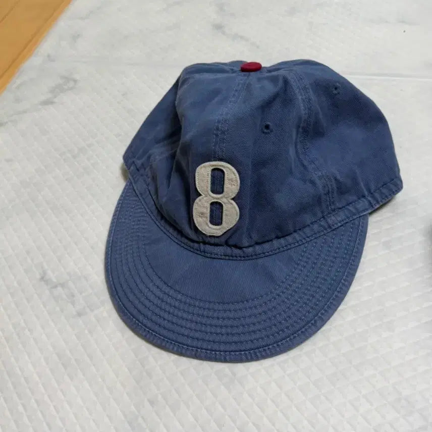 [BUNJANG] RYOO Embroidered '8' Ball Cap - Blue / 알와이오오RYOO 볼캡