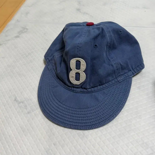 [BUNJANG] RYOO Embroidered '8' Ball Cap - Blue / 알와이오오RYOO 볼캡