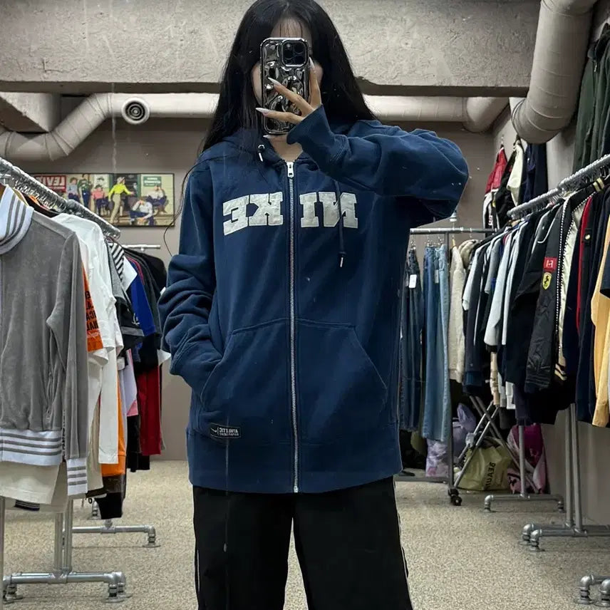 [BUNJANG] Nike Vintage Cotton Hooded Zip-Up Navy / 나이키 빈티지 코튼 후드집업 네이비 S181