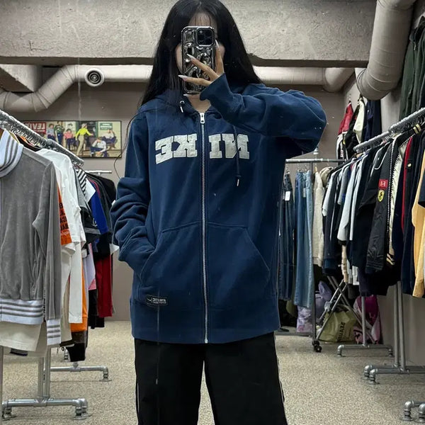 [BUNJANG] Nike Vintage Cotton Hooded Zip-Up Navy / 나이키 빈티지 코튼 후드집업 네이비 S181