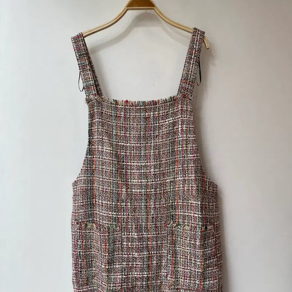 [BUNJANG] Zara Trafaluc Collection Multicolor Tweed Pinafore Mini Dress / 자라 트라팔룩 컬렉션 멀티컬러 트위드 멜빵 미니 원피스 L