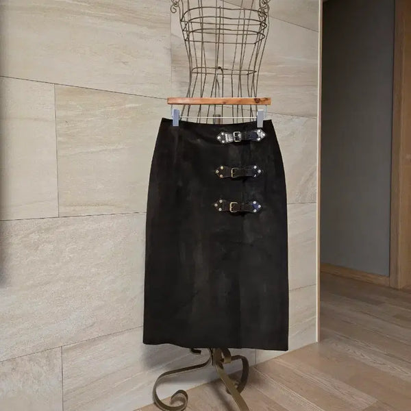 [BUNJANG] Celine Calfskin Leather Midi Skirt / [36/정품] CELINE 셀린느 가죽 스커트