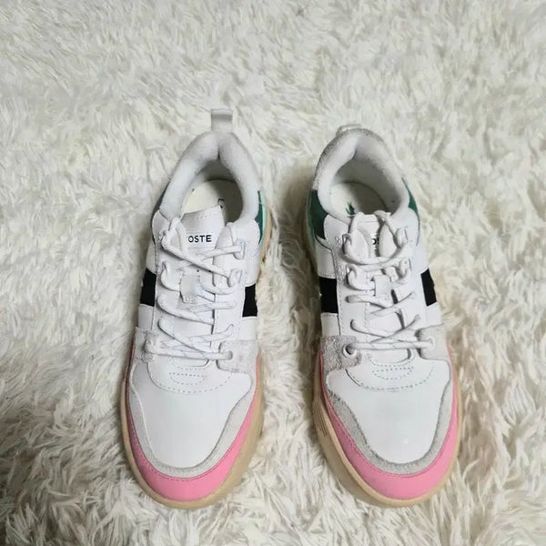 [BUNJANG] Lacoste Height-Increasing Sneakers White/Pink/Green (240mm) / 상태굿! 라코스테 키높이 스니커즈 화이트 핑크 그린 240