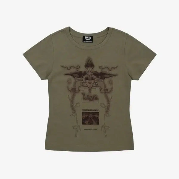 [BUNJANG] Wellbeing Express Digital Tattoo T-Shirt Khaki / 웰빙익스프레스 digital tattoo tee khaki
