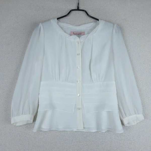 [BUNJANG] SOUP White Blouse 7-8 Sleeve Short Length Size 55 / SOUP 여성 화이트 팔7~8부 숏 블라우스(55)