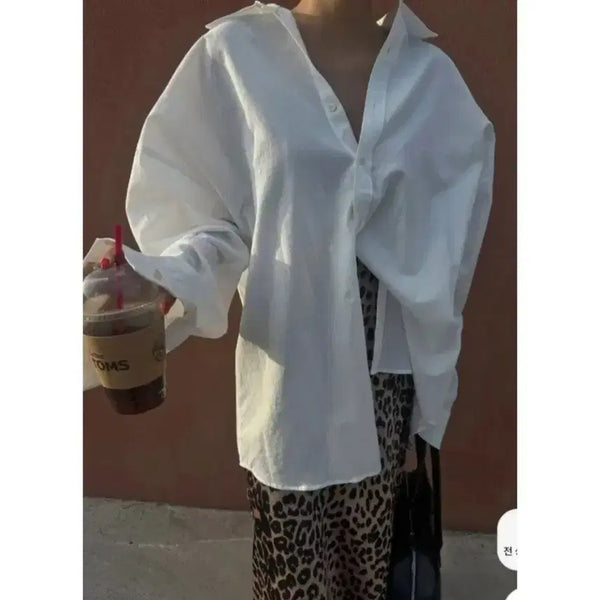 [BUNJANG] Oversized Fit Boxy Shirt - White, One Size / 보이핏 박시 셔츠 - 화이트,프리