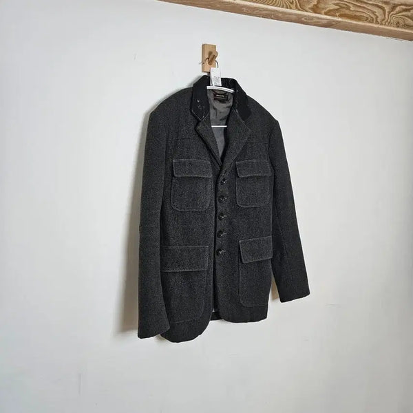[BUNJANG] Diesel Black Gold 5-Button Leather Patch Coat / 디젤 블랙골드 5버튼 가죽 패치 코트