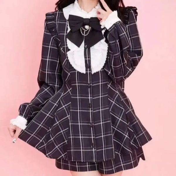 [BUNJANG] Secret Honey Plaid Setup Suit / 시허니 시크릿허니 지뢰계 체크 셋업