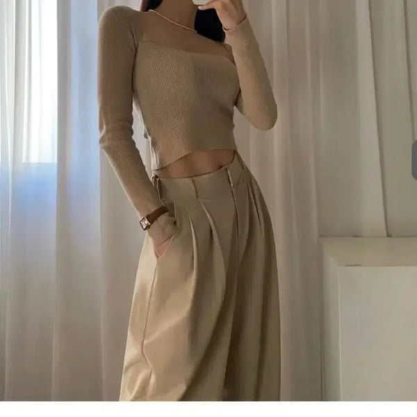[BUNJANG] Slim Banding Slacks - Beige / 슬림 밴딩 슬랙스 - 베이지