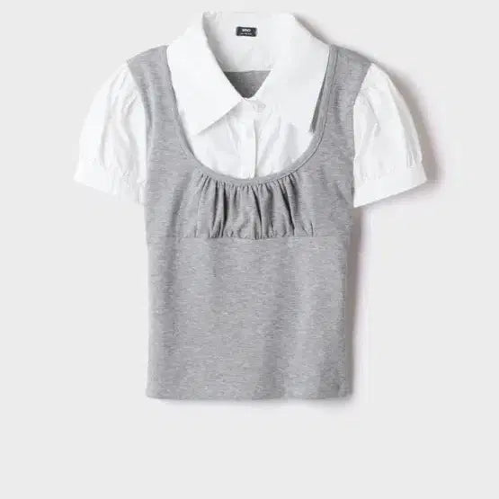 [BUNJANG] SPAO Layered Shirring Sleeveless S New / 스파오 셔츠 레이어드 셔링 나시 S 새상품