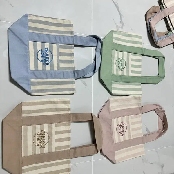 [BUNJANG] Trader Joe's Stripe Tote Bag Set (4 Types) / 트레이더조 스트라이프 토트백 4종