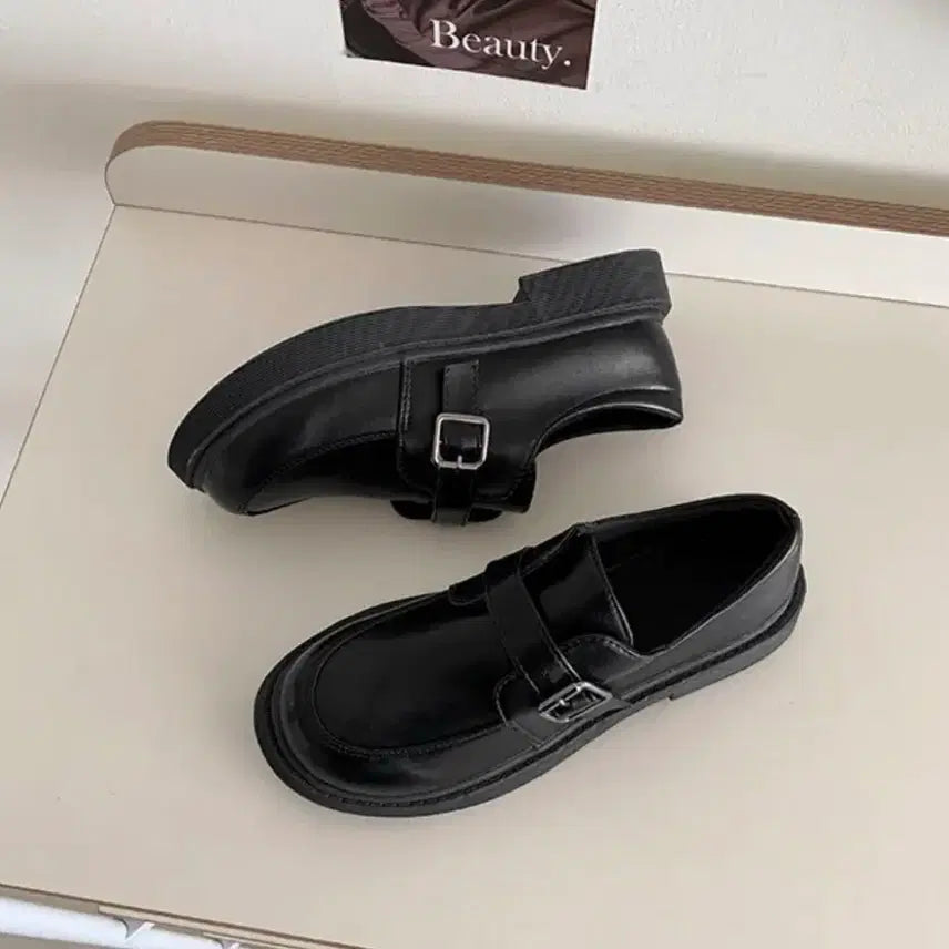 [BUNJANG] Chunky Buckle Mary Jane Loafers - Black / 통굽 버클 메리제인 로퍼 블랙