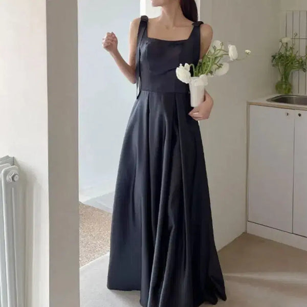 [BUNJANG] Self Dress Black Long Dress by Plohm by Cini for Snap Photoshoot / 셀프드레스 2부원피스 드레스 플로움 바이씨니 스냅촬영