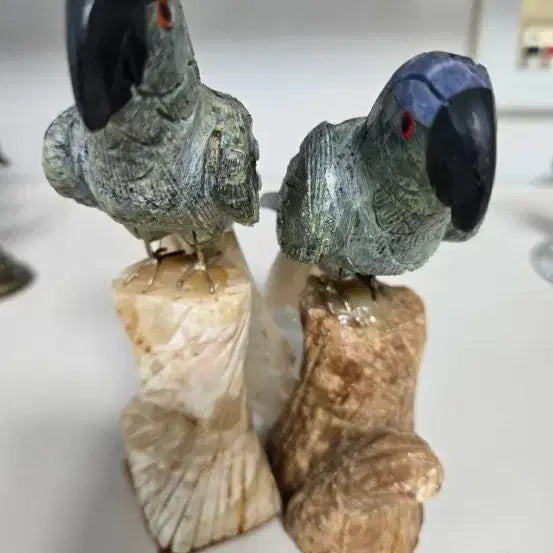 [BUNJANG] Jade Carved Parrot Pair / 옥돌조각 앵무새한쌍 옥재질모름
