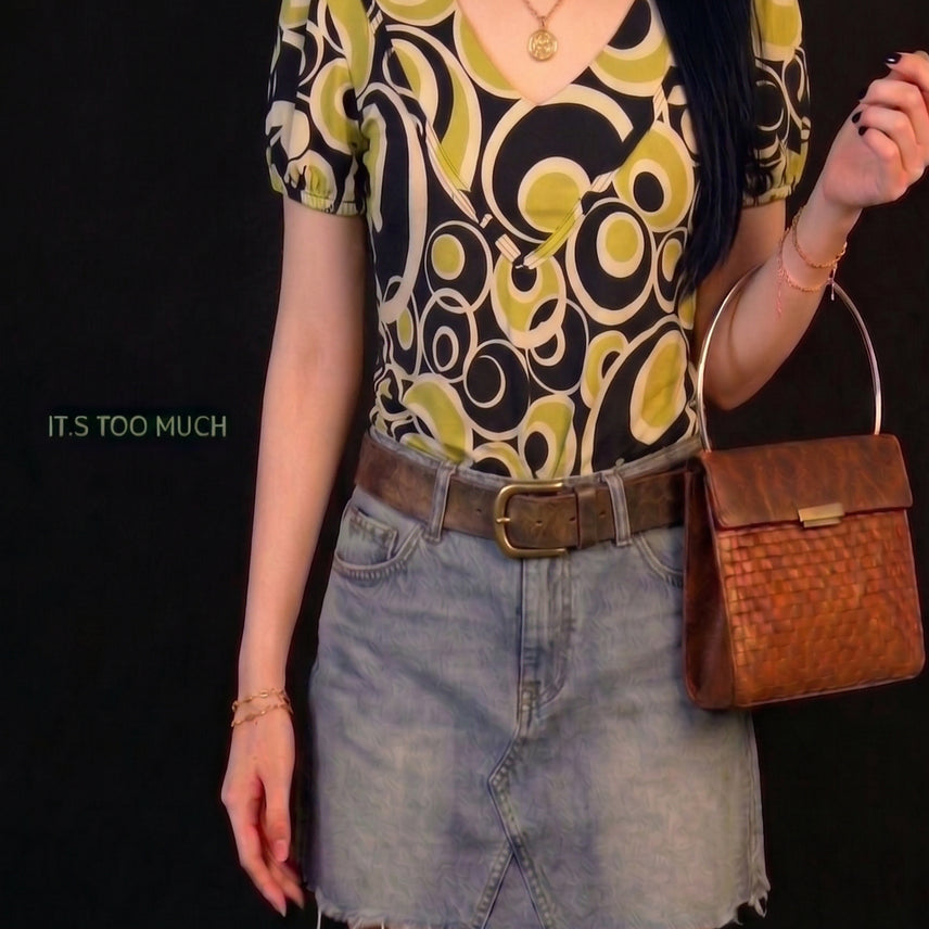 [BUNJANG] Floral Retro Blouse Short Sleeve T-Shirt / Q2368 플라워 복고블라우스 여성티셔츠 여자티셔츠 여성블라우스 반팔티