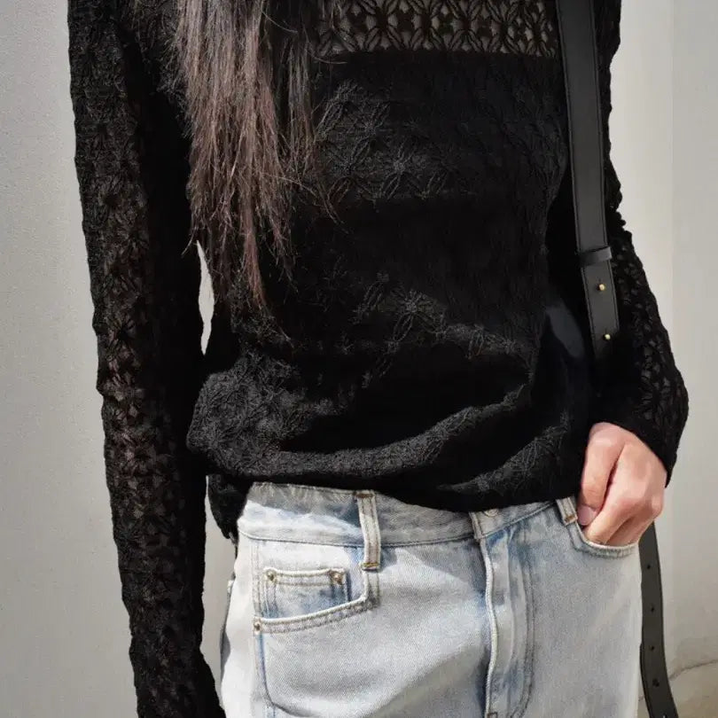[BUNJANG] ORR Lace See-Through Blouse / 오르 레이스 시스루 블라우스