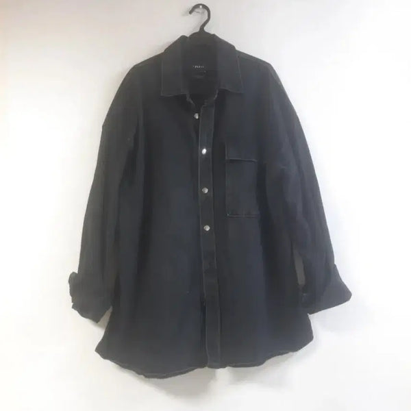 [BUNJANG] ZARA Men's Oversized Black Denim Shirt Jacket / 자라(ZARA) 남성 오버사이즈 블랙데님 셔즈형 아우터