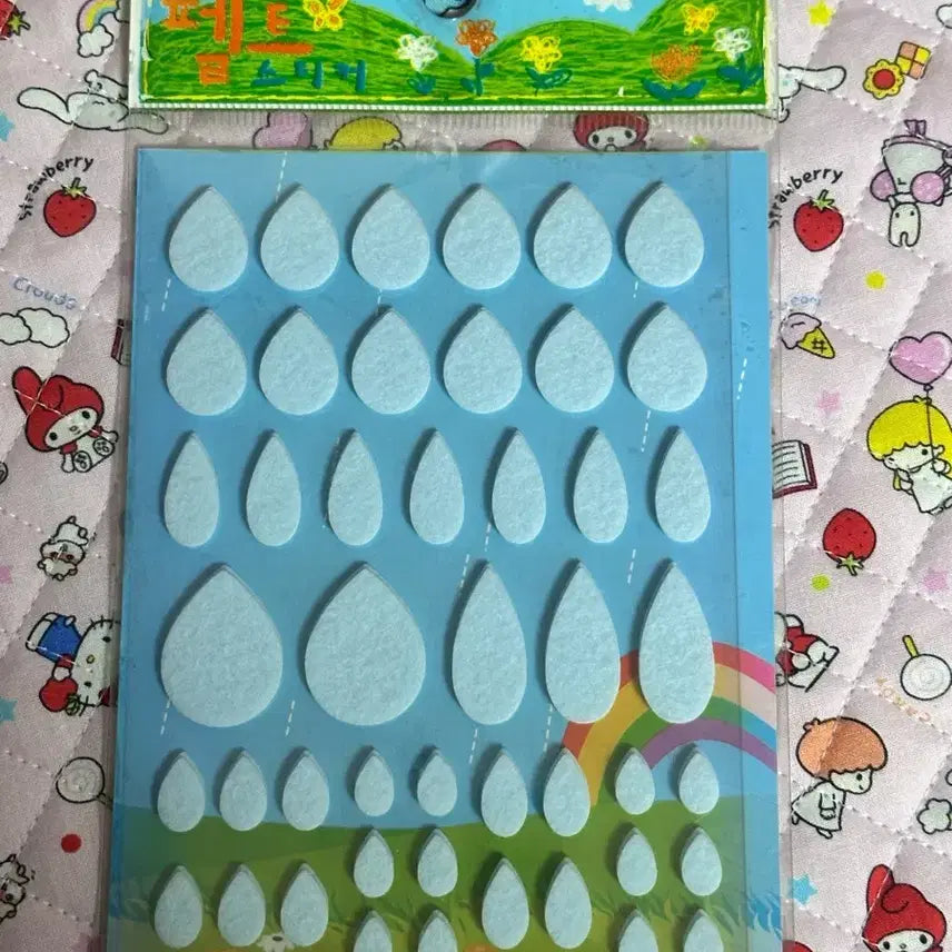 [BUNJANG] Classic Stationery Water Drop Felt Stickers / 고전 문구 물방울 펠트 스티커