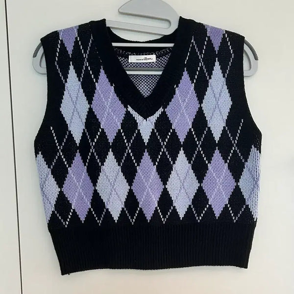 [BUNJANG] Roem Argyle Knit Vest Free Size / 로엠 아가일 니트베스트 조끼 free size