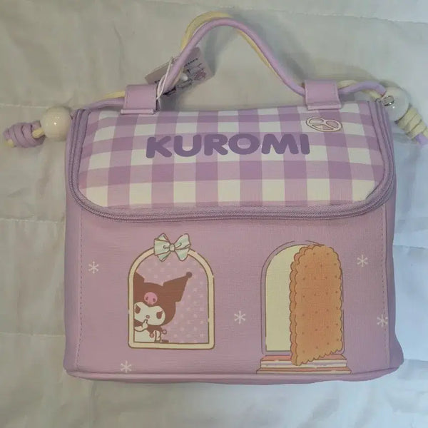 [BUNJANG] Sanrio Kuromi Insulated Lunch Bag Lavender Check / 미사용 산리오 쿠로미 보냉백 라벤더 체크