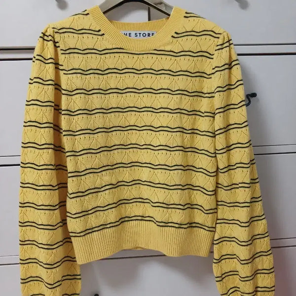 [BUNJANG] The Handsome Store Yellow Stripe Knit Sweater / 한섬  더 스토어 울 니트티 (상태좋음)