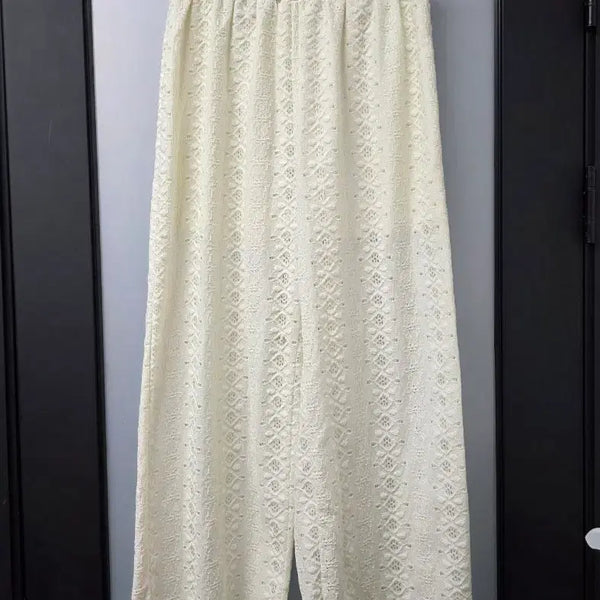 [BUNJANG] Banding Cotton Crochet Wide Pants / 밴딩 코튼 크로쉐 와이드팬츠