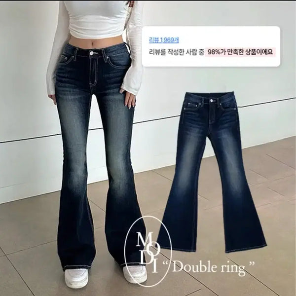 [BUNJANG] Modifit Low Rise Washed Denim Jeans / 모디핏 로우라이즈 워싱 진청 청바지