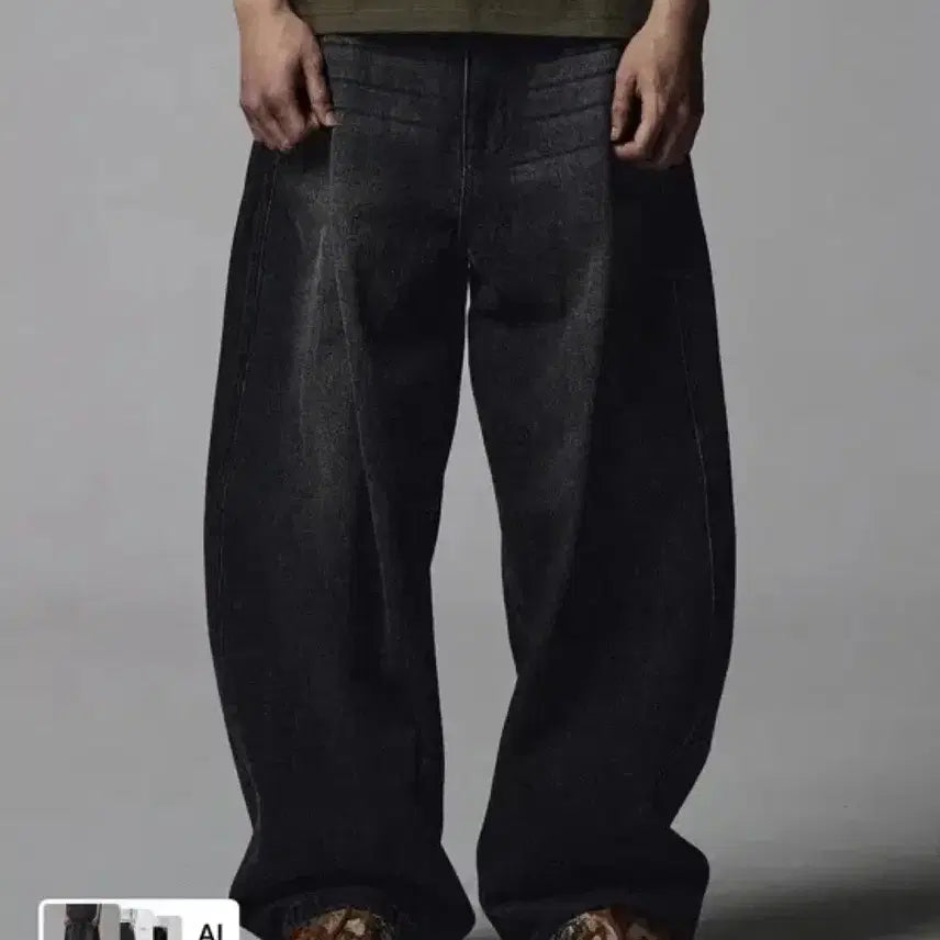 [BUNJANG] NOTFORNORD Linen-Like Curved Semi-Wide Denim Pants Black M / 낫포너드 린넨 라이크 커브드 세미 와이드 데님 팬츠 블랙 M