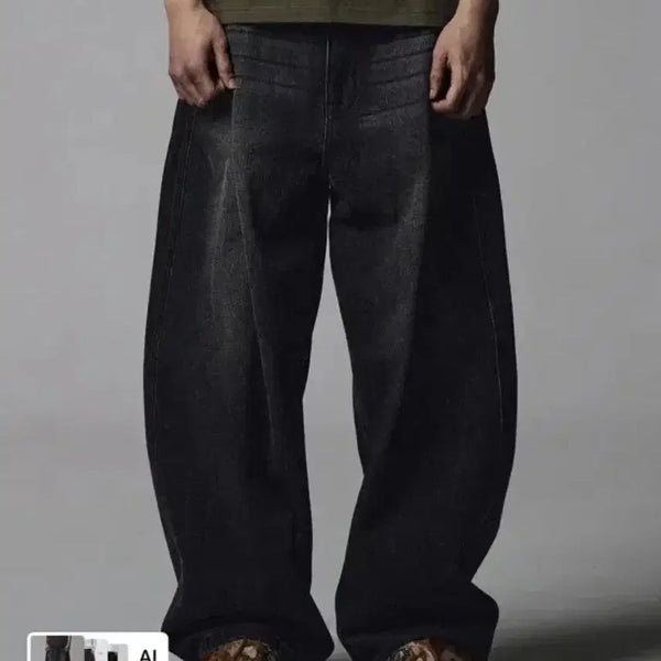 [BUNJANG] NOTFORNORD Linen-Like Curved Semi-Wide Denim Pants Black M / 낫포너드 린넨 라이크 커브드 세미 와이드 데님 팬츠 블랙 M