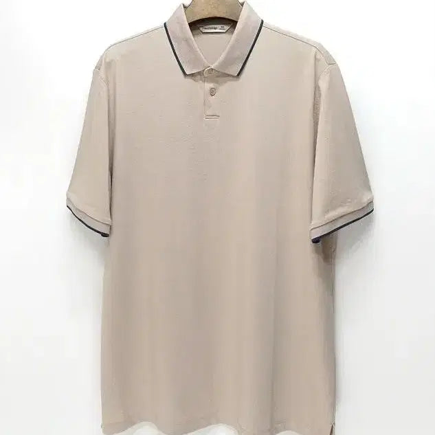 [BUNJANG] Mind Bridge Men's Beige Navy Colorblock Collar T-Shirt Size 105 / 마인드브릿지 남성 카라넥 반팔