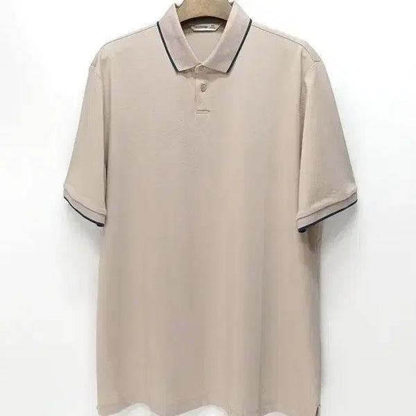 [BUNJANG] Mind Bridge Men's Beige Navy Colorblock Collar T-Shirt Size 105 / 마인드브릿지 남성 카라넥 반팔
